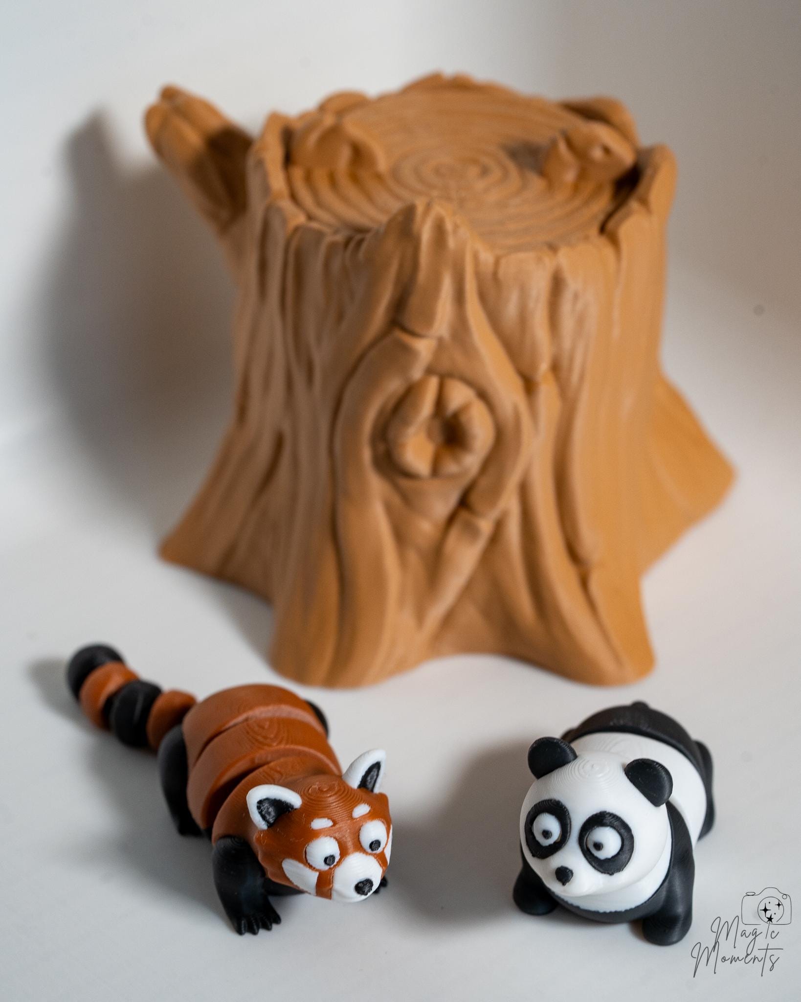 woodland animal set with tree stump 3d printed forest decor