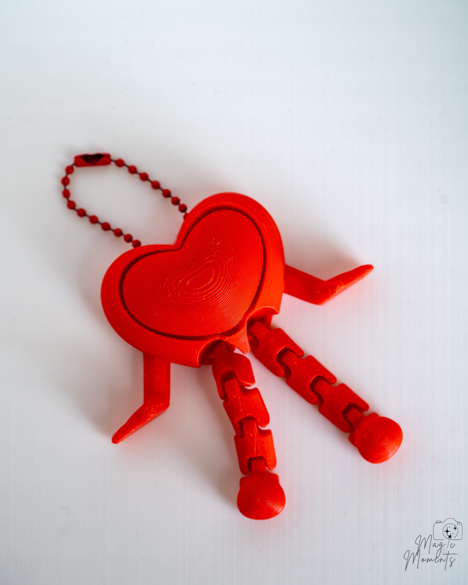 3D printed Valentine heart keyring in red PLA