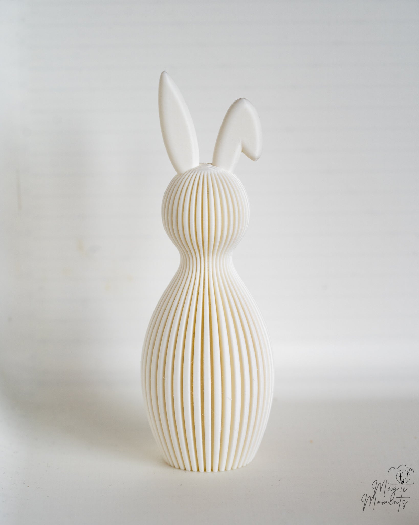 White ribbed bunny decorative figure