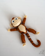 Articulated Monkey Set - 3D Printed Monkey Figurines with Tree Stump