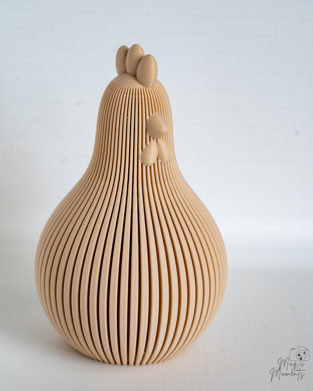 Beige ribbed chicken decorative figure