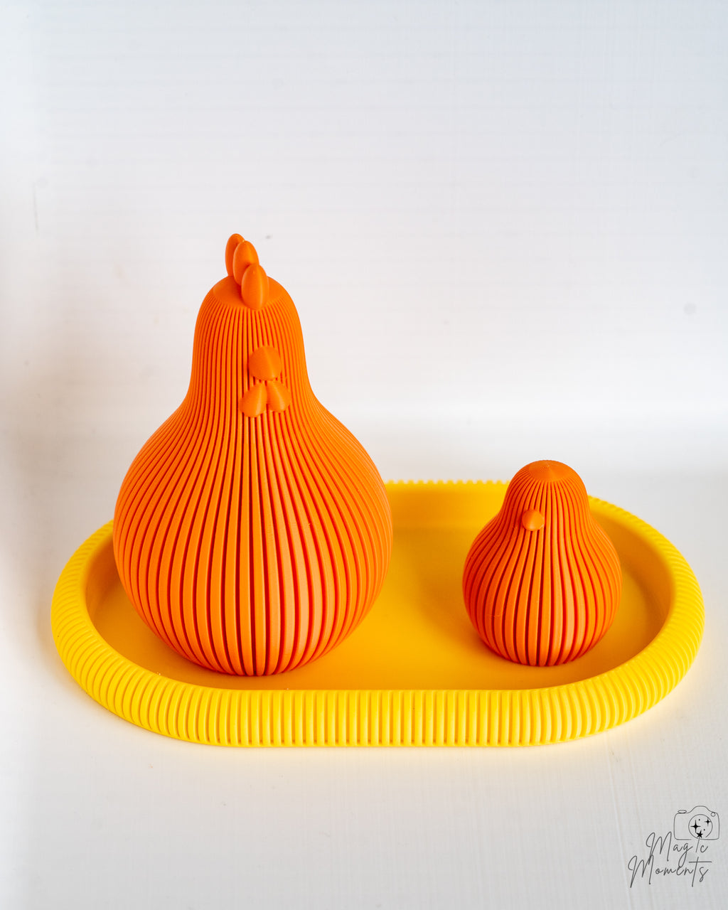 Orange and yellow chicken decor set