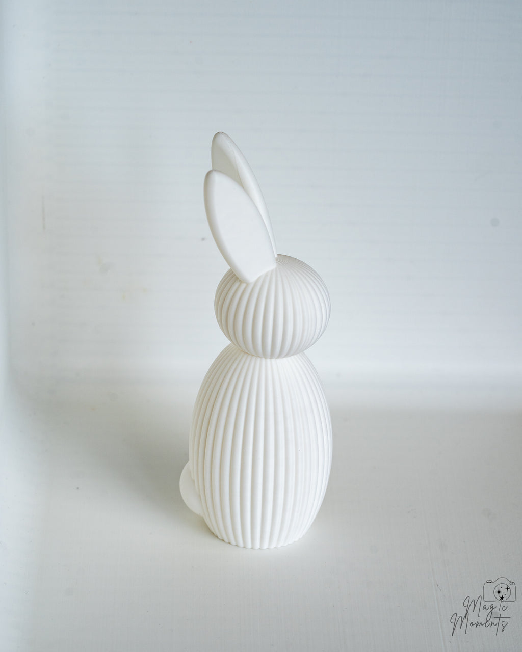 White ribbed bunny decorative figure