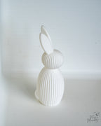 White ribbed bunny decorative figure