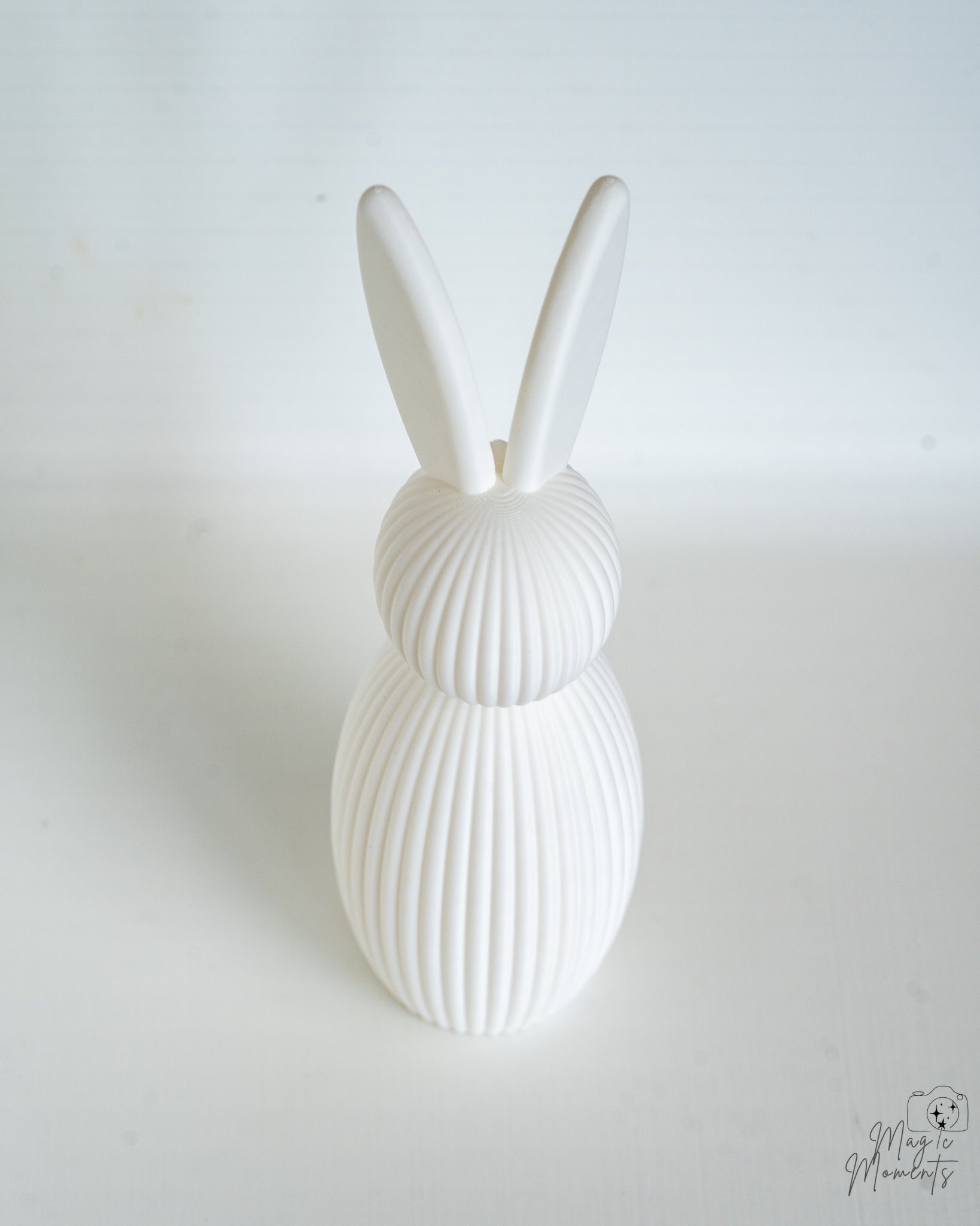 White bunny ornament viewed from above