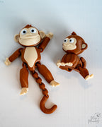 Articulated Monkey Set - 3D Printed Monkey Figurines with Tree Stump