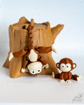 Articulated Monkey Set - 3D Printed Monkey Figurines with Tree Stump