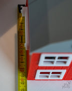 barn storage box next to measuring tape for scale