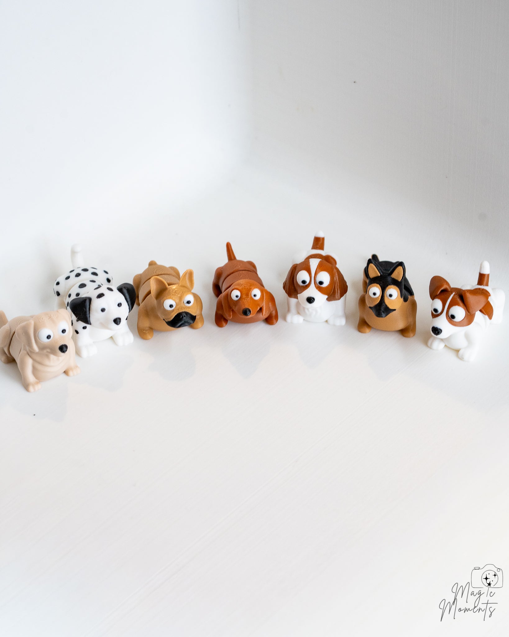 Cute dog figure collection with articulated puppy designs