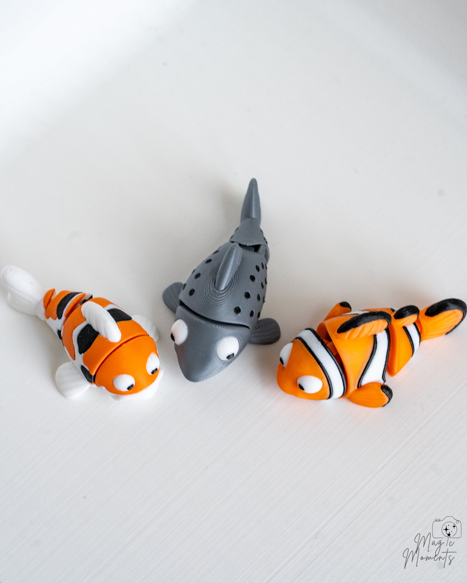 Articulated Fish Set - Koi, Salmon & Clownfish 3D Printed Decor