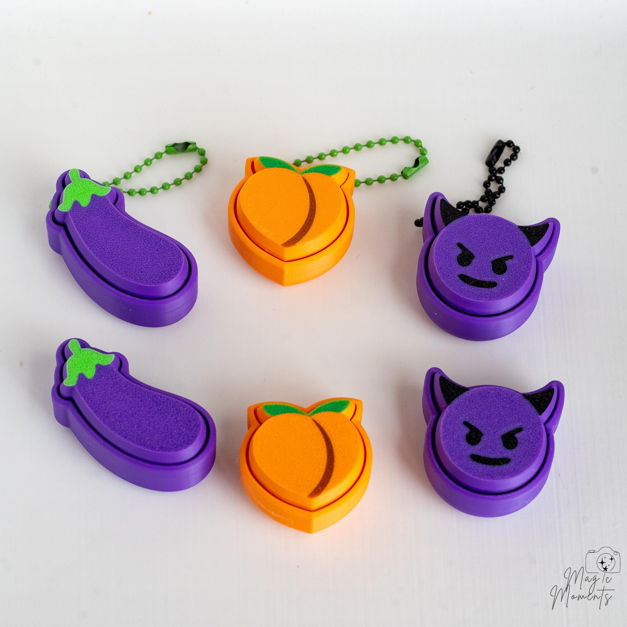 cute clicker keychain set 3d printed emoji fidgets