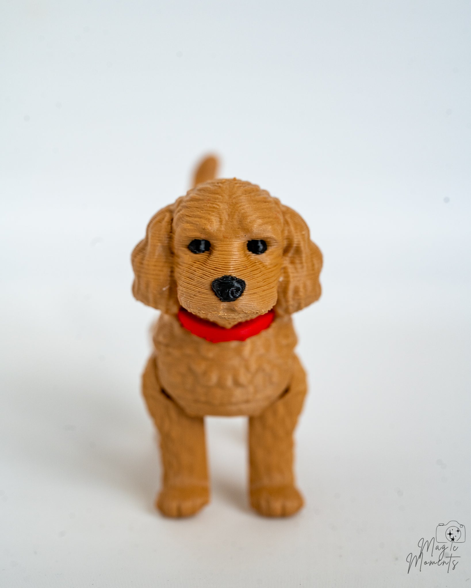 cute cockapoo figurine 3d printed dog with red collar