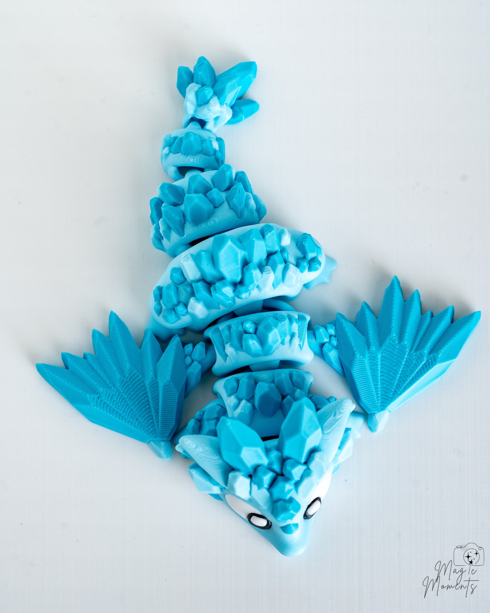 Blue crystal dragon viewed from above