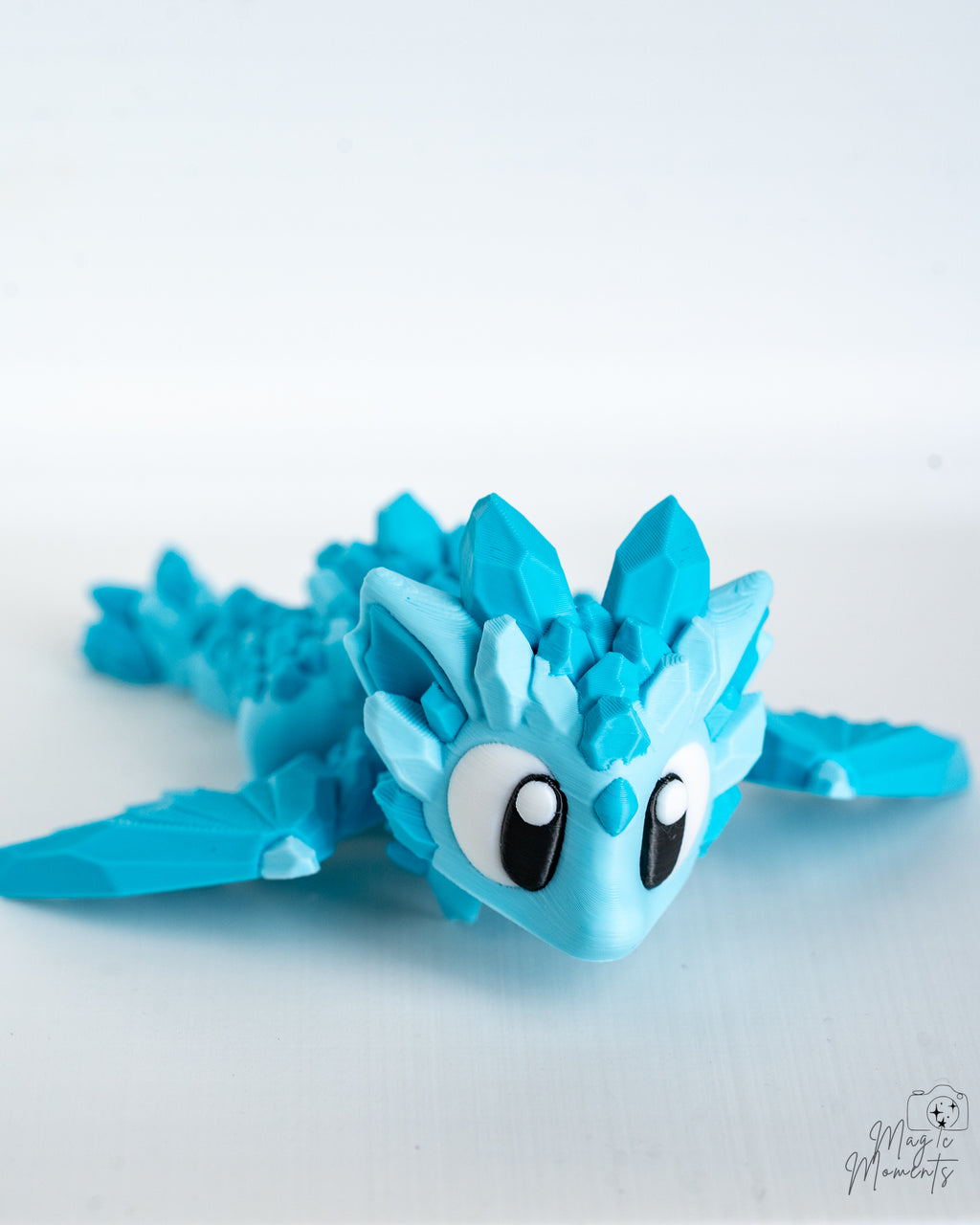 Cute blue crystal dragon with textured scales