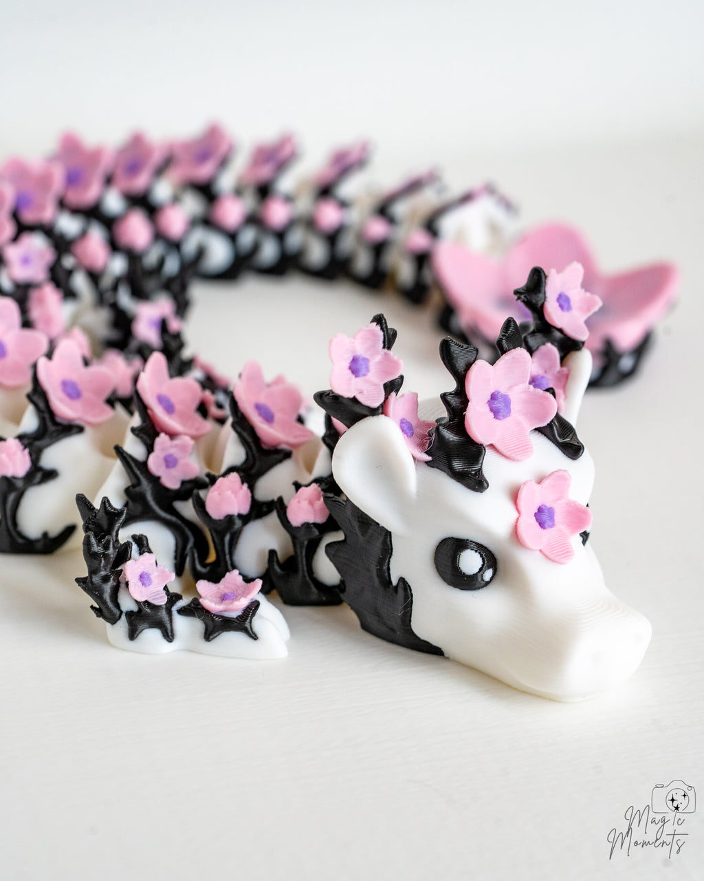 Cherry blossom dragon with articulated flexible body