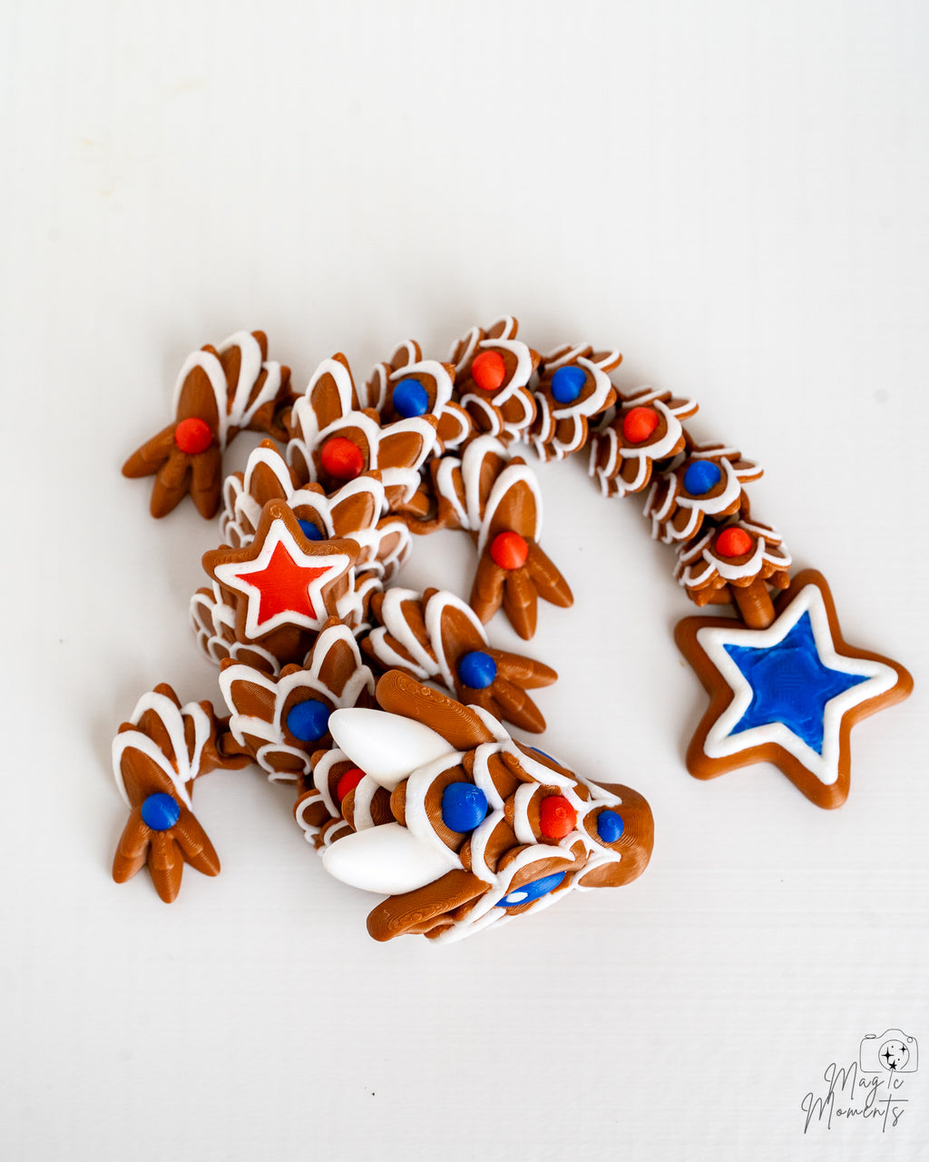 star themed gingerbread dragon 3d printed articulated dragon