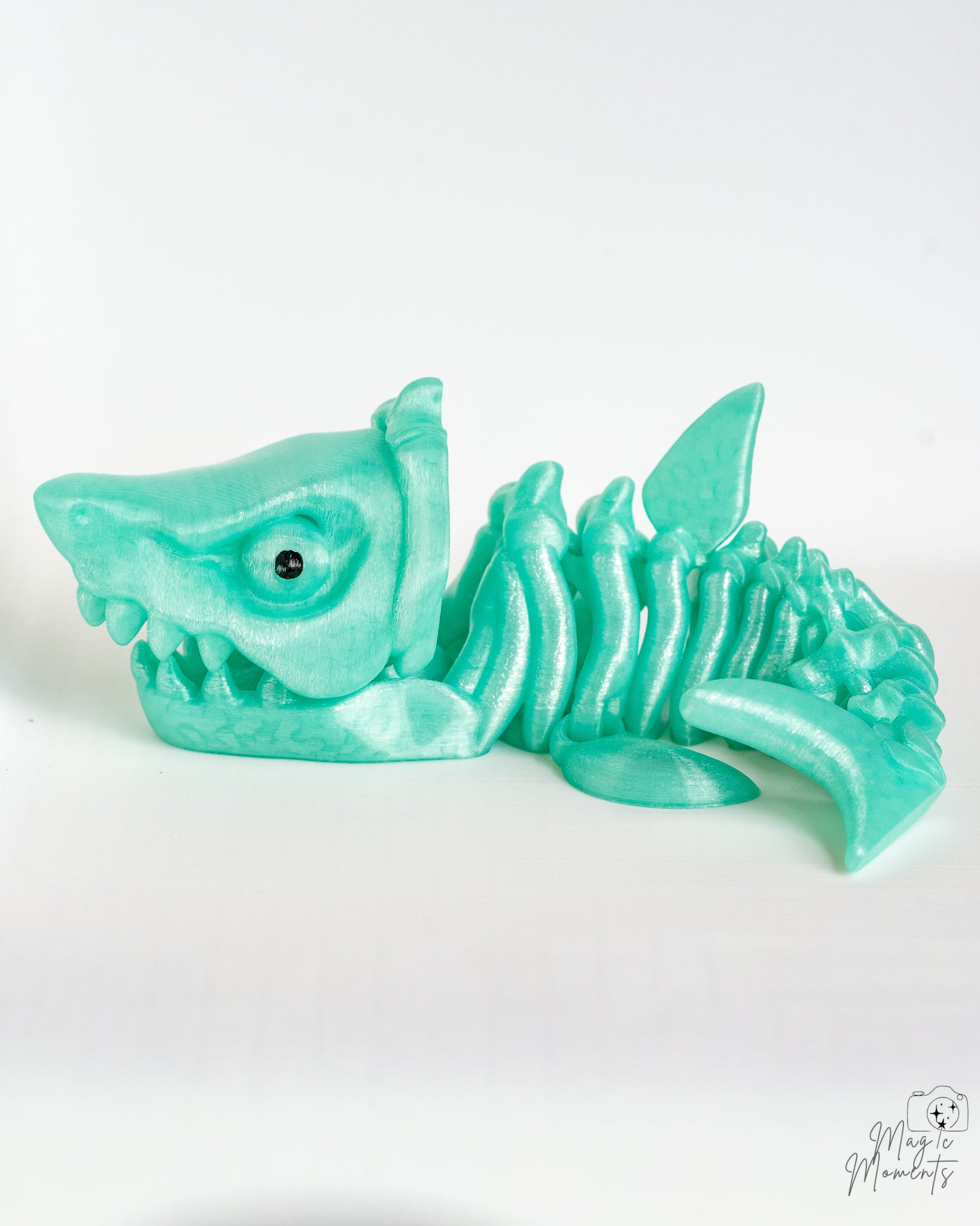 Articulated skeletal shark 3D printed ocean themed decoration