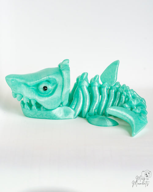Articulated skeletal shark 3D printed ocean themed decoration