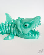 Flexible shark skeleton figure with detailed articulated body design