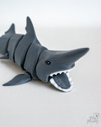 Flexible shark figure with detailed open mouth and articulated body