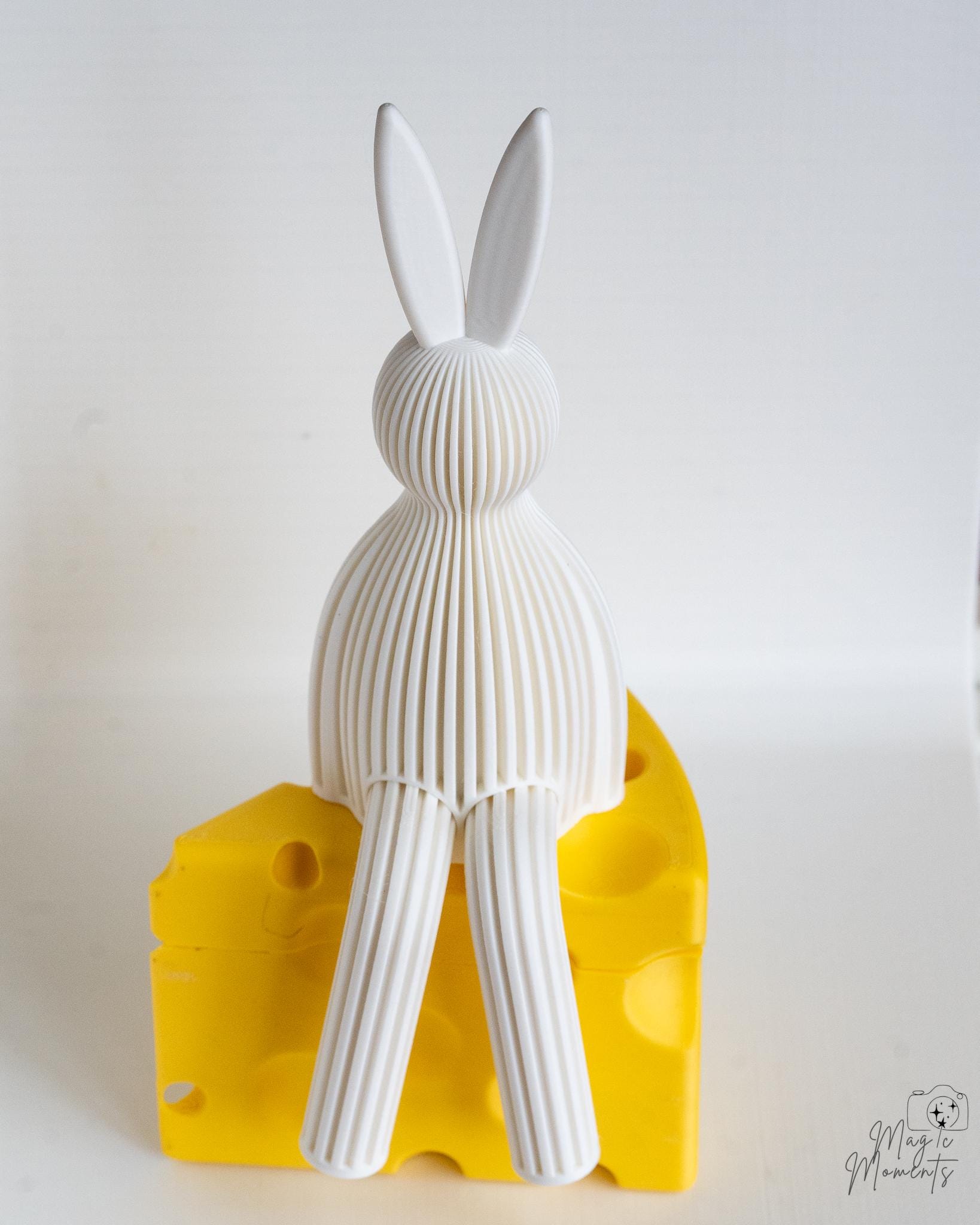white easter bunny figurine 3d printed rabbit decor