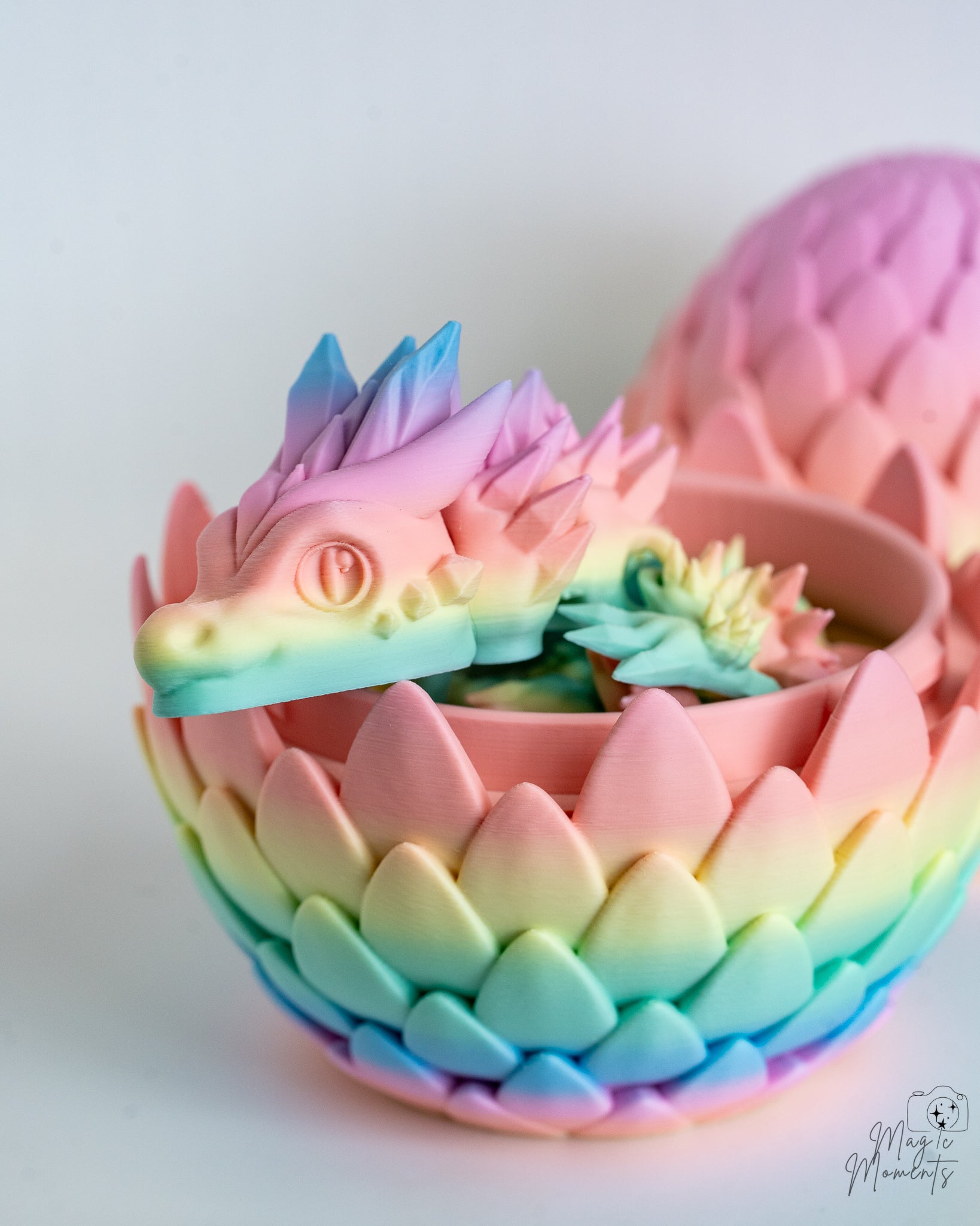 Rainbow dragon egg with removable lid design