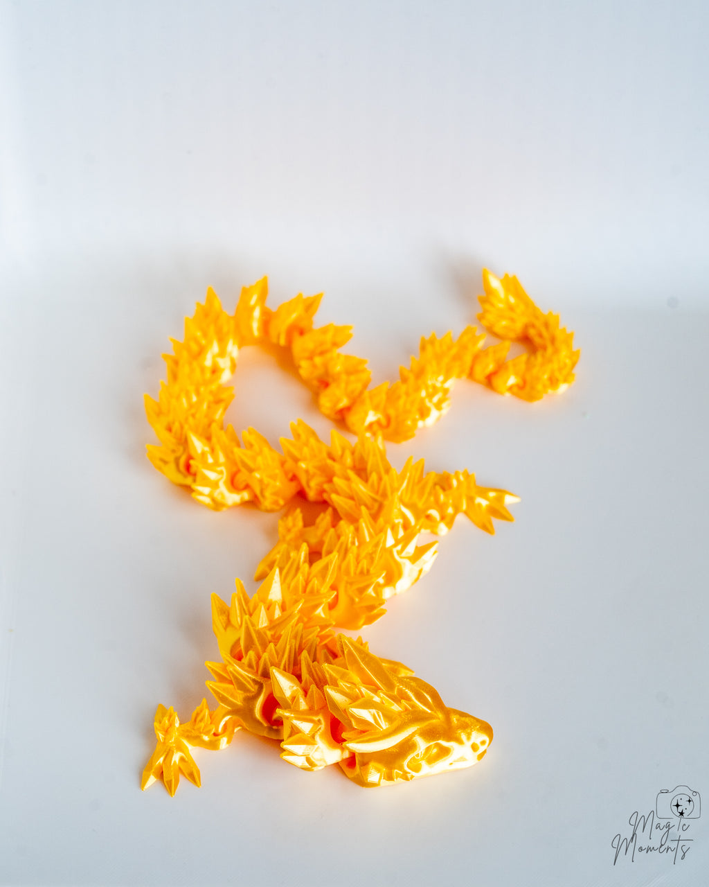 Flexible segmented dragon with detailed crystal spikes