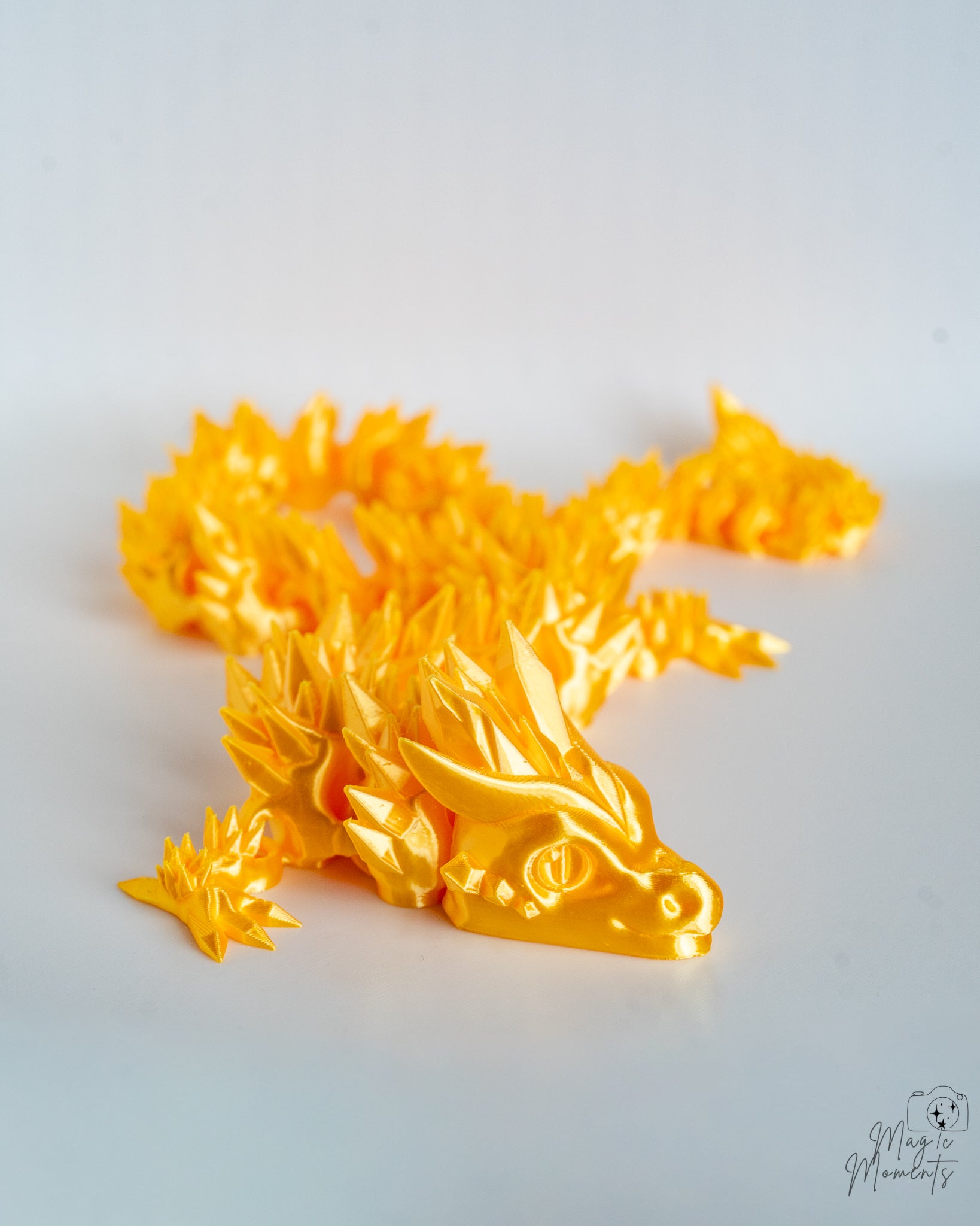 Flexible segmented dragon with detailed crystal spikes
