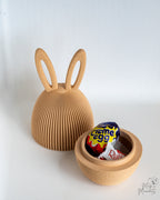 Beige bunny ear Easter egg container with ribbed texture