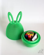 Green bunny ear Easter egg container with ribbed texture design
