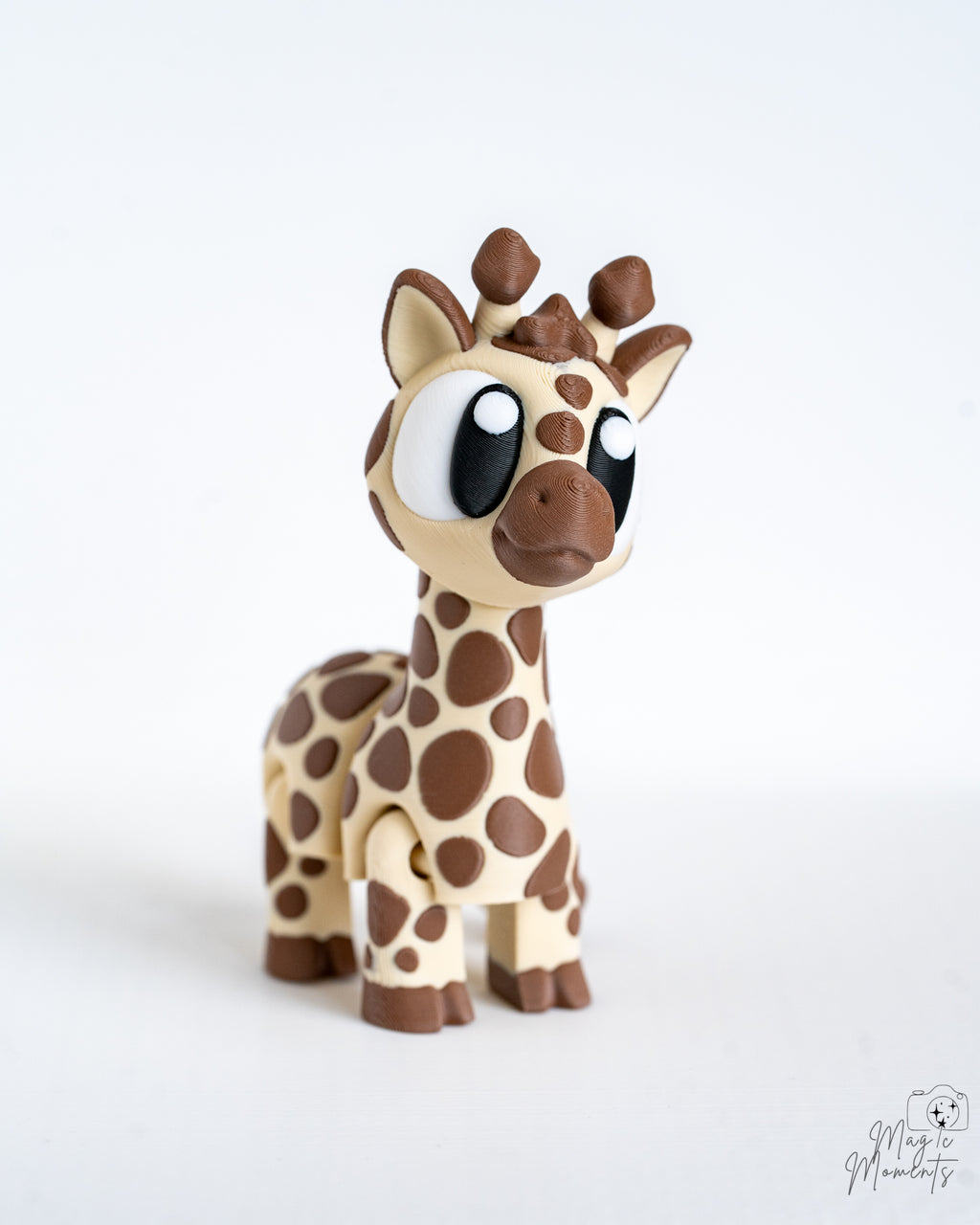 Cartoon style giraffe figurine with spotted pattern