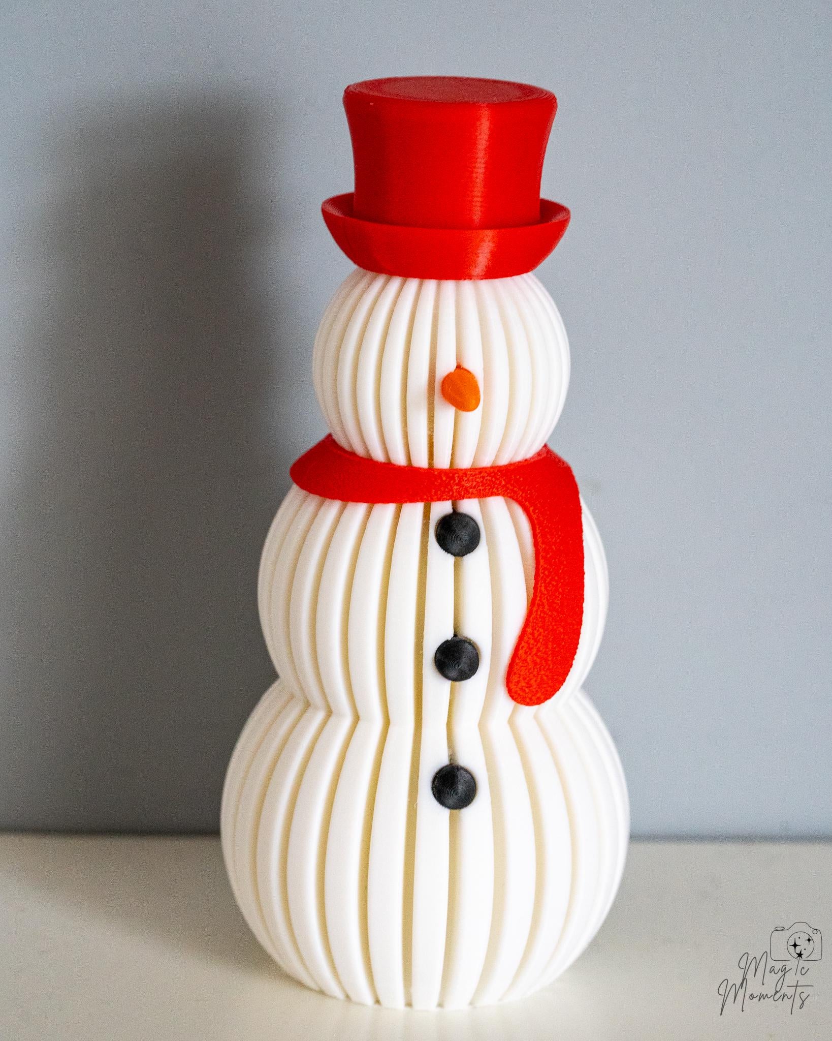 Red scarf snowman figure with minimalist festive design