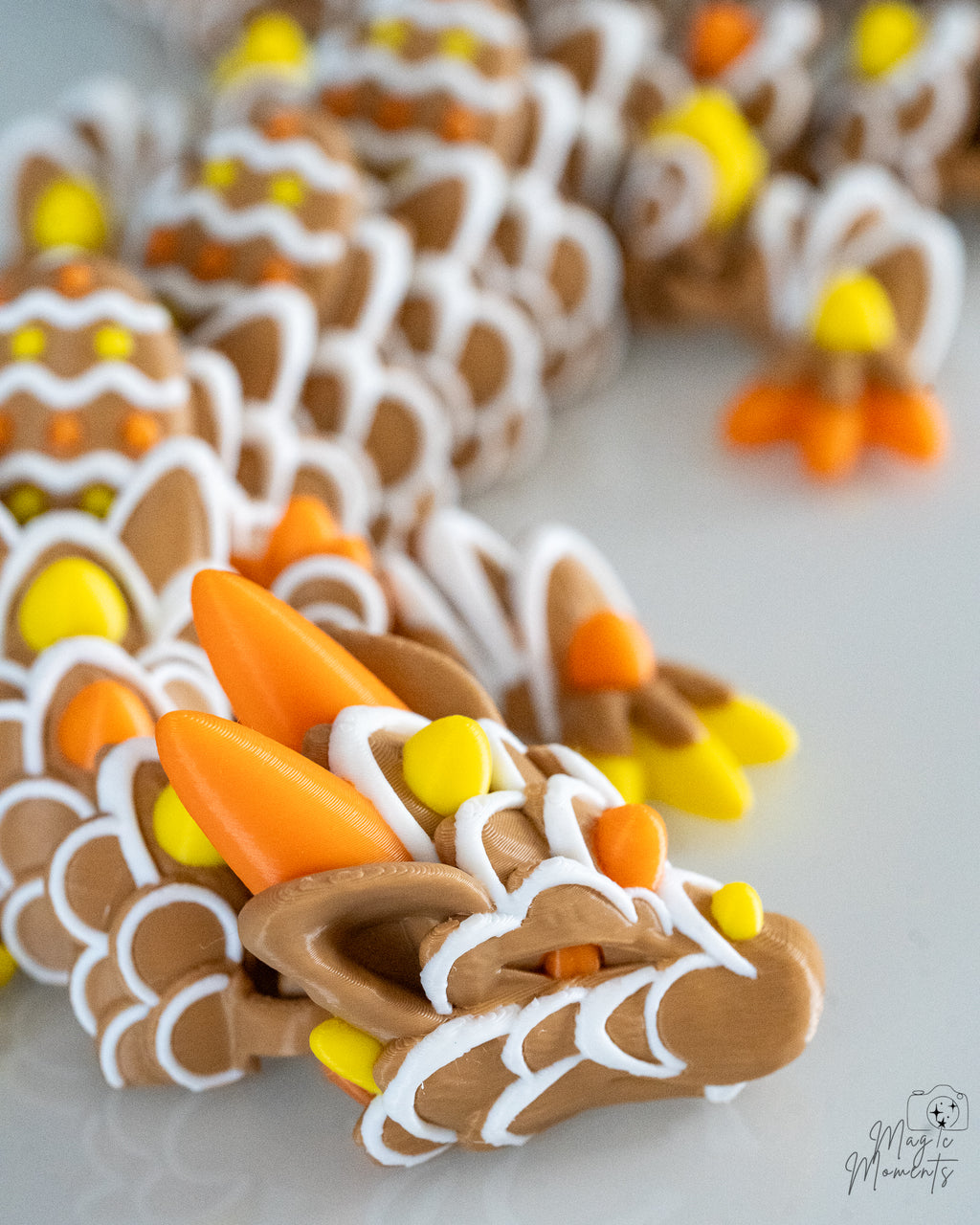 Close up of gingerbread dragon texture and details