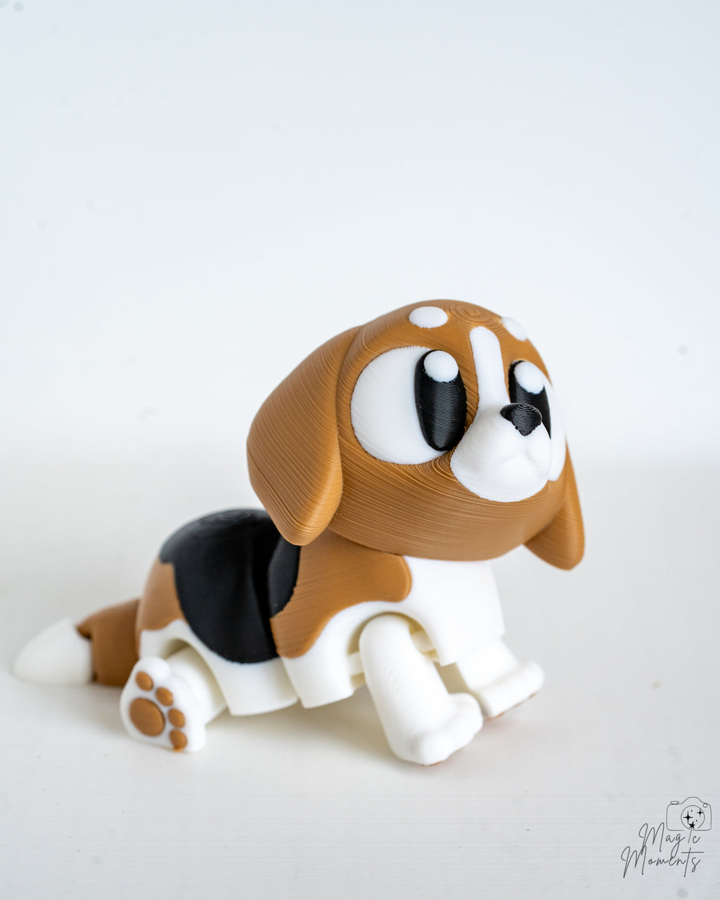 Mini beagle dog figurine with cartoon eyes