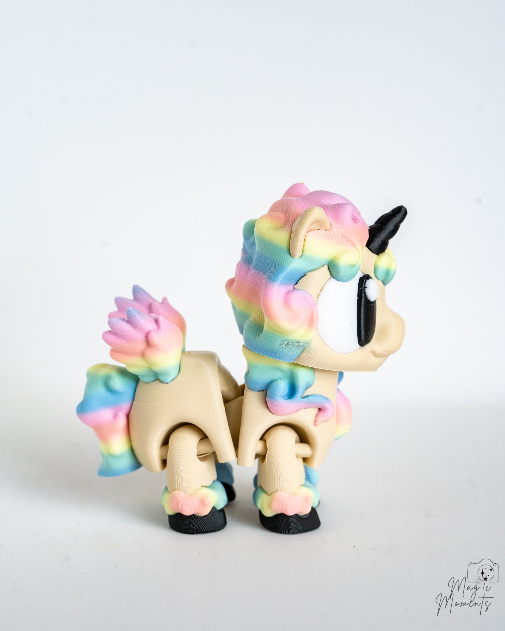 Pastel unicorn decorative figure viewed from side