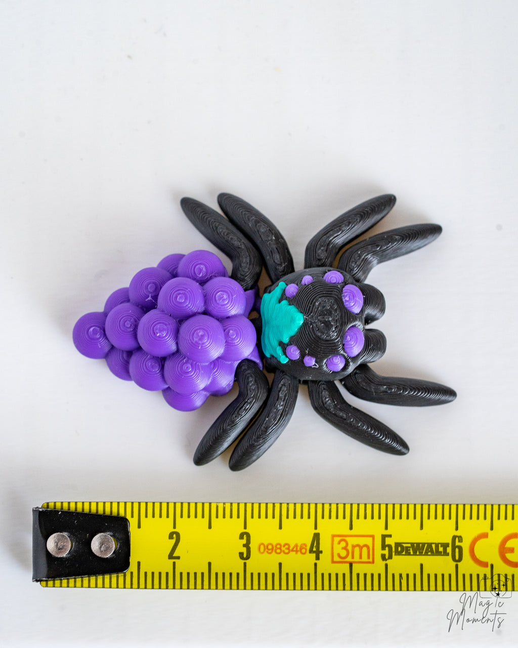Grape spider next to measuring tape for scale