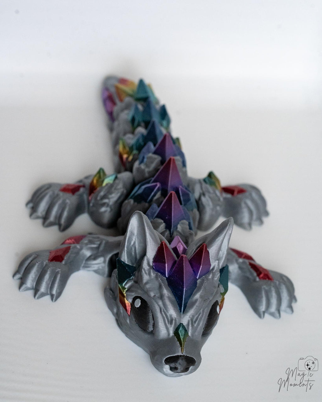 articulated crystal wolf 3d printed flexi wolf decorative figure