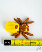 Banana spider next to measuring tape for scale