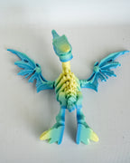 Articulated pterodactyl skeleton figure lying down