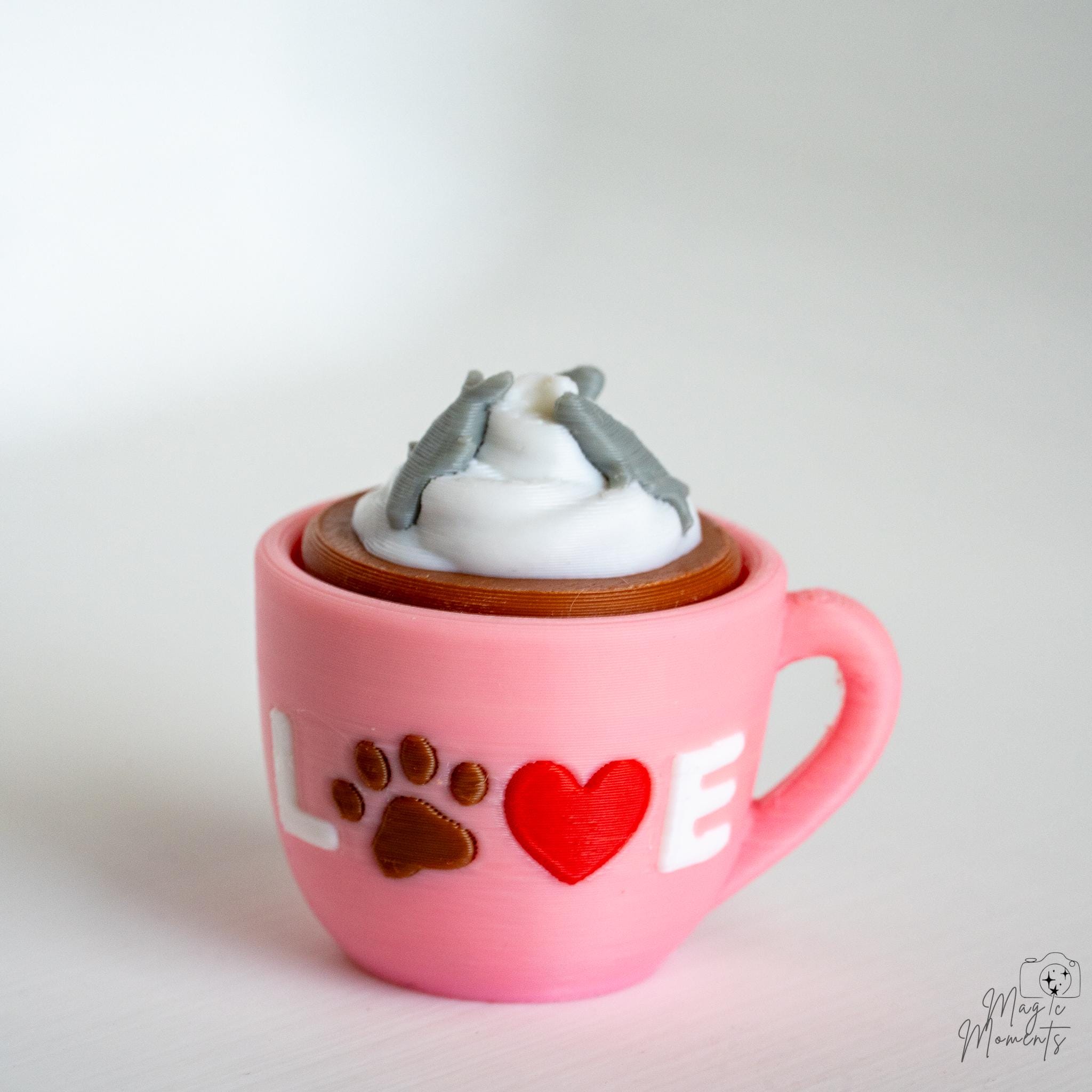 cute coffee cup clicker with whipped cream 3d printed
