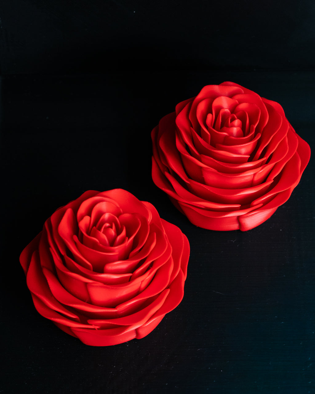 Red rose decoration set with realistic layered petal design
