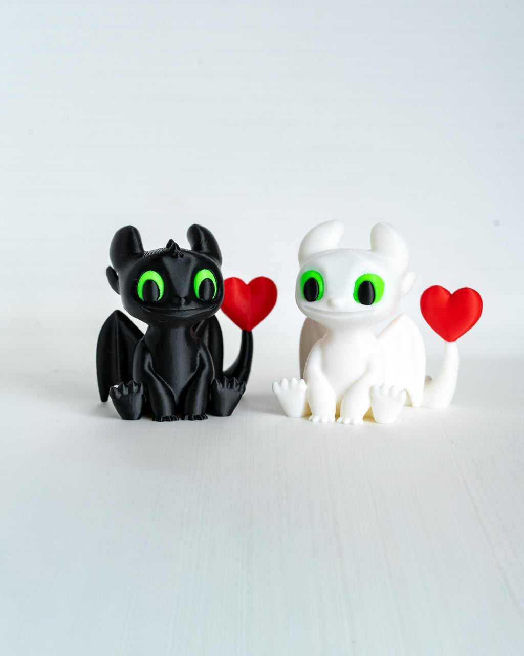 cute dragon figurine set with heart 3d printed fantasy decor