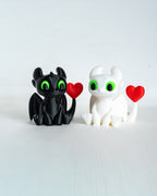 cute dragon figurine set with heart 3d printed fantasy decor