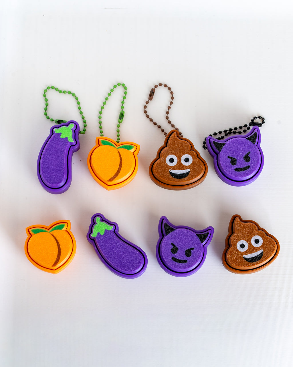 emoji clicker keychain set 3d printed fidget keyrings collection