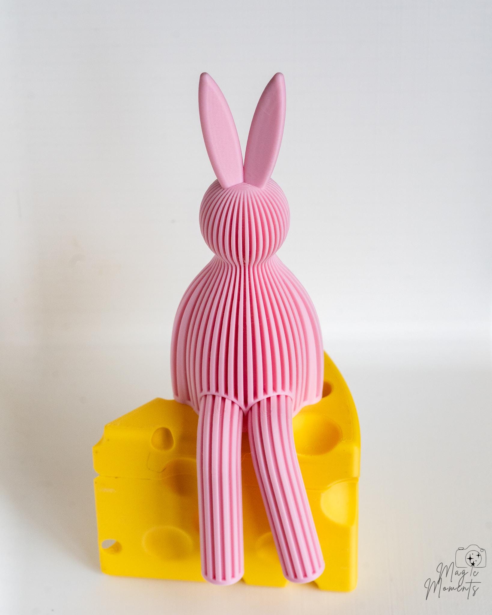 pink easter bunny figurine 3d printed rabbit decor