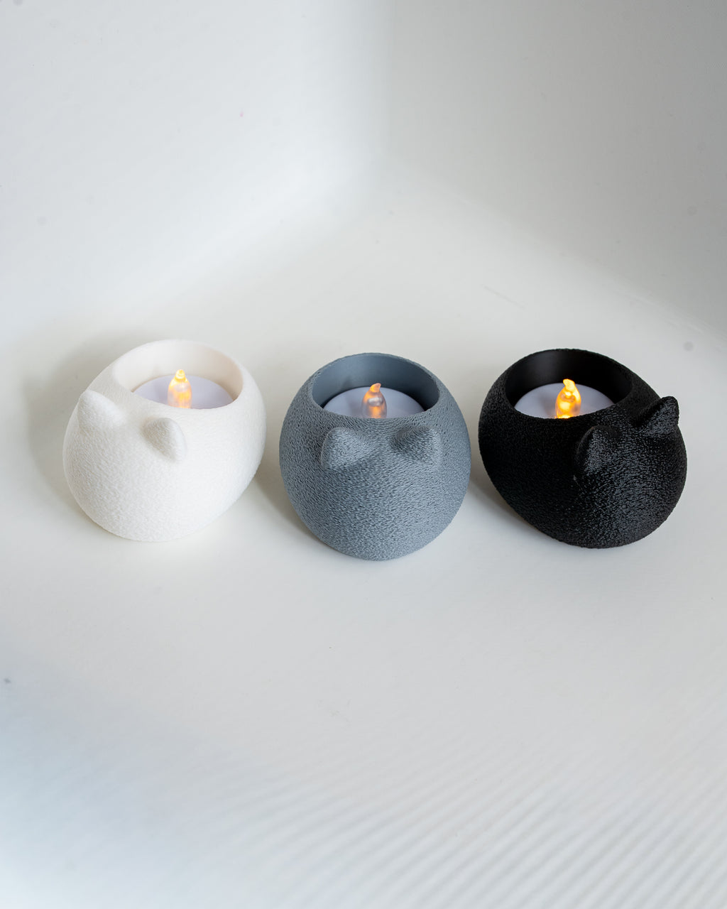 cat tealight holders set