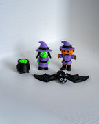 halloween figurine set witch pumpkin bat 3d printed decorative figures