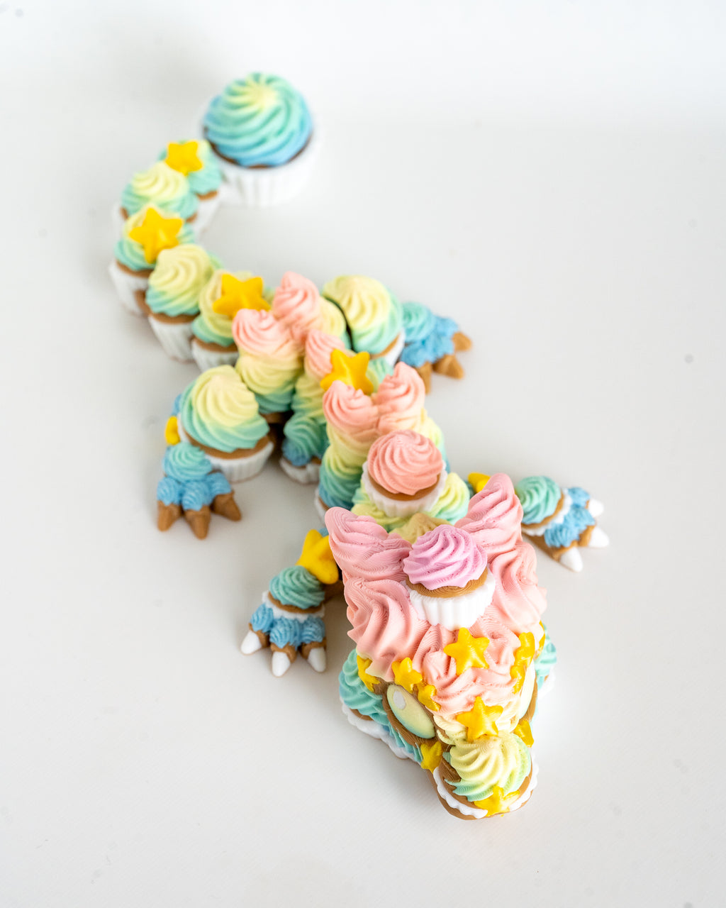 colourful cupcake dragon display piece