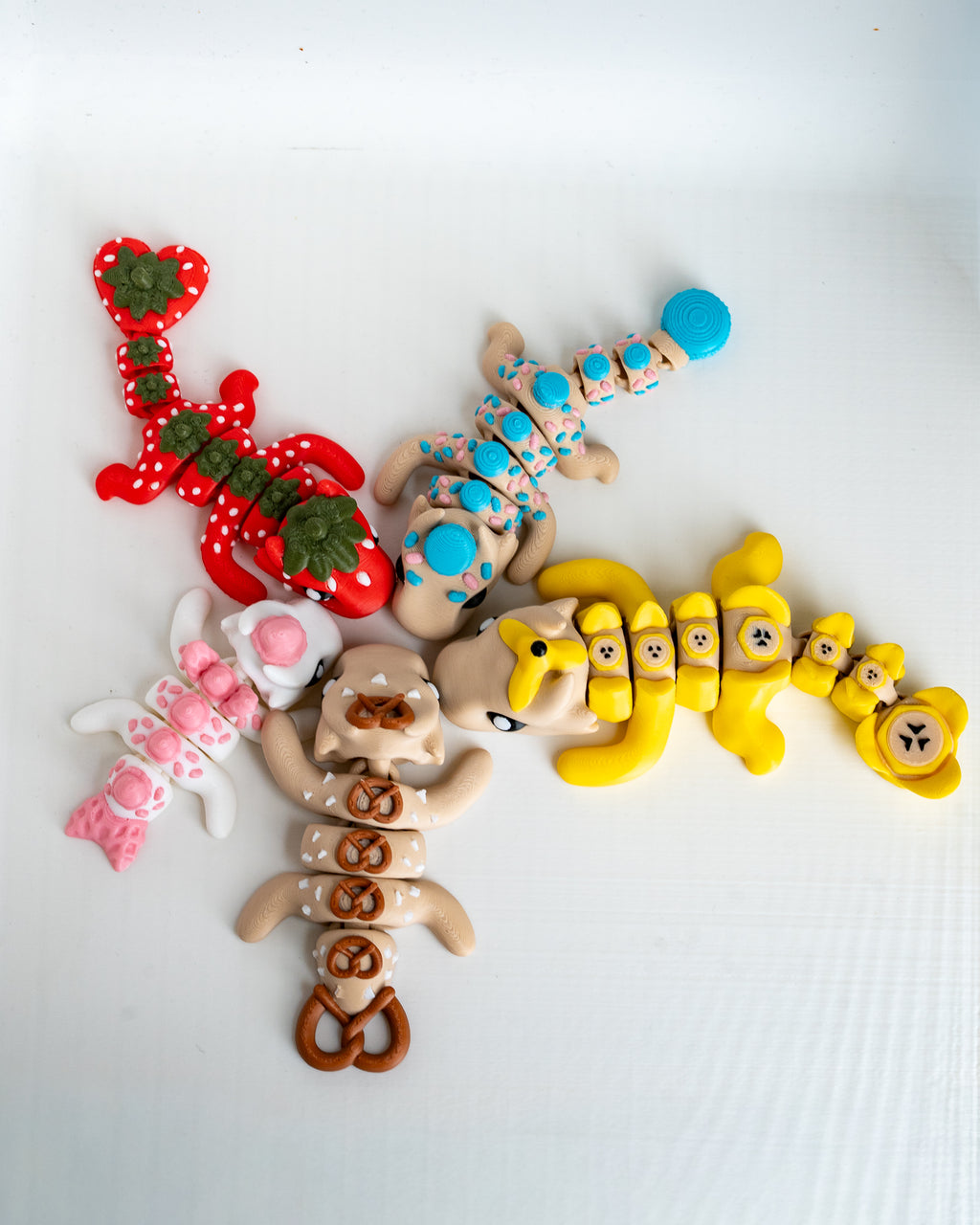 articulated dragon figures top view 3d printed flexi dragons