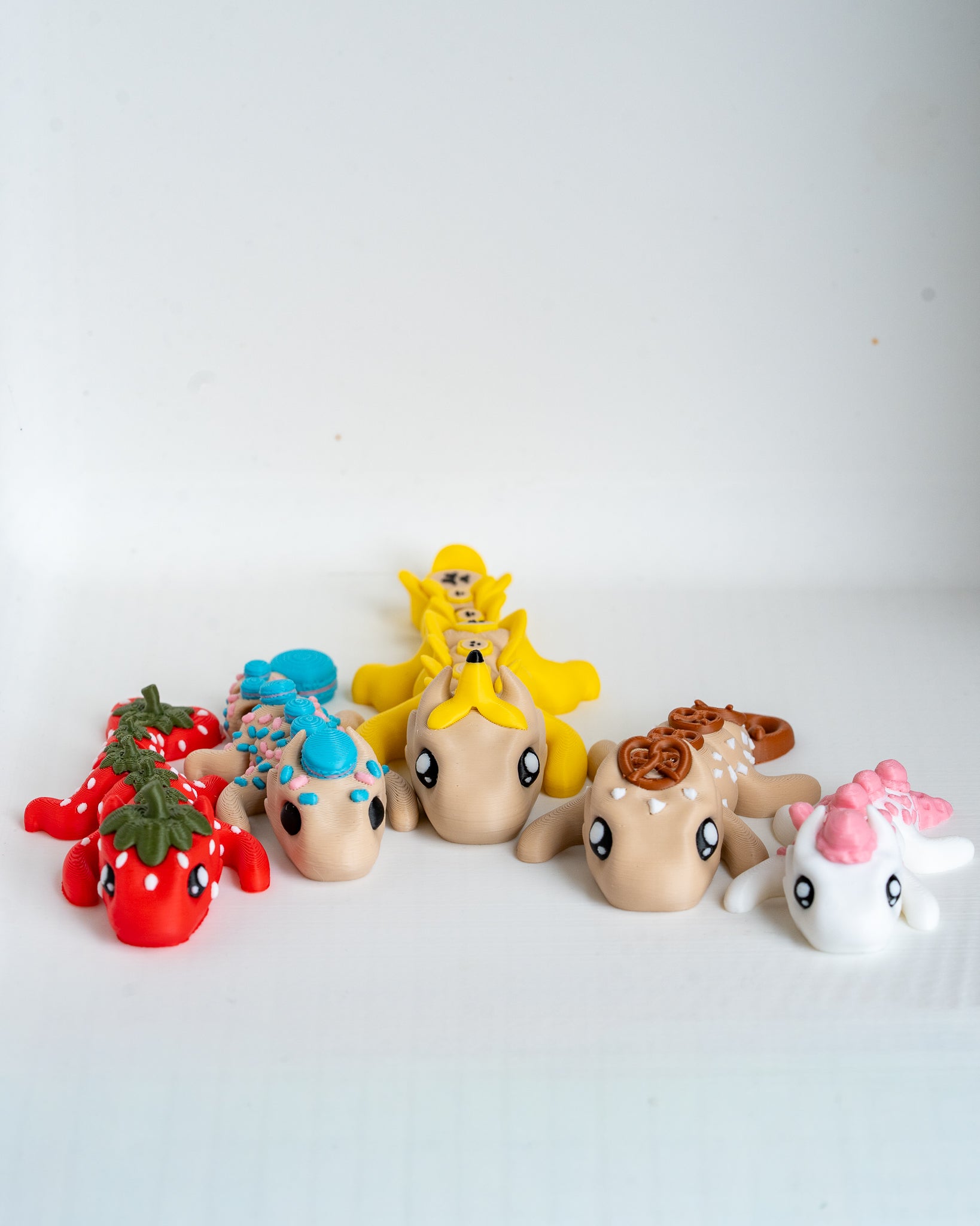 cute articulated dragon figurine set 3d printed flexi decorative dragons